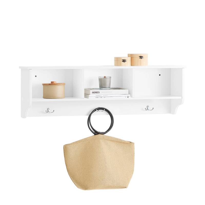 SoBuy Wandgarderobe Flurgarderobe Kleiderhaken Hängeregal mit 3 Haken Weiß FHK35-W von SoBuy