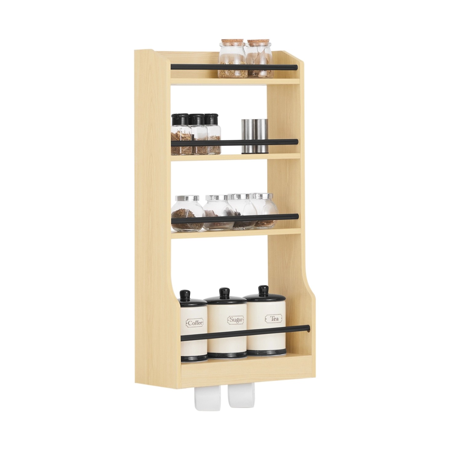 SoBuy Wandregal Gewürzregal Küchenregal mit 3 Ablagen Badregal Natur KCR12-N SoBuy Wandregal Gewürzregal Küchenregal mit 3 Ablagen Badregal Natur KCR12-N von SoBuy