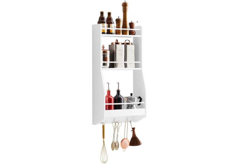 SoBuy Wandregal KCR12, für Küche Kleiderschrank Bad Garage Büro, Wandregal Hängeregal Badregal Gewürzregal Küchenregal Wand weiß von SoBuy