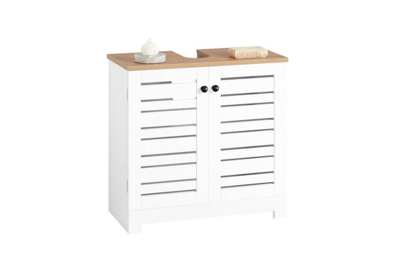 SoBuy Waschbeckenschrank BZR40, Waschtischunterschrank Badezimmerschrank Badezimmer mit Lamellentüren Badschrank Waschtisch Unterschrank Badmöbel von SoBuy