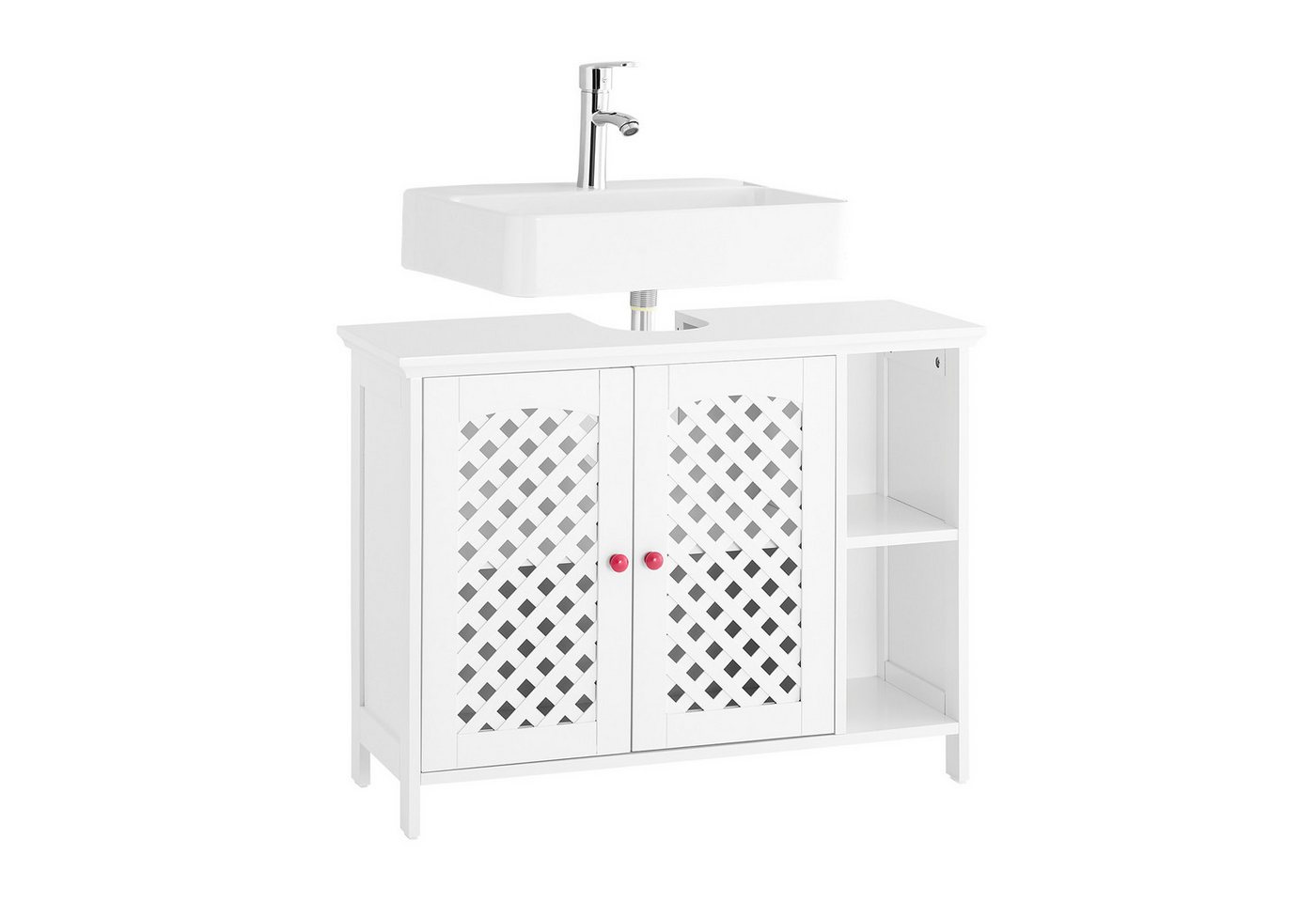 SoBuy Waschbeckenunterschrank BZR210, Badezimmerschrank mit 2 Türen, Waschtischunterschrank Badmöbel Badschrank Unterschrank lang, offene Fächer, höhenverstellbare Ablagen von SoBuy