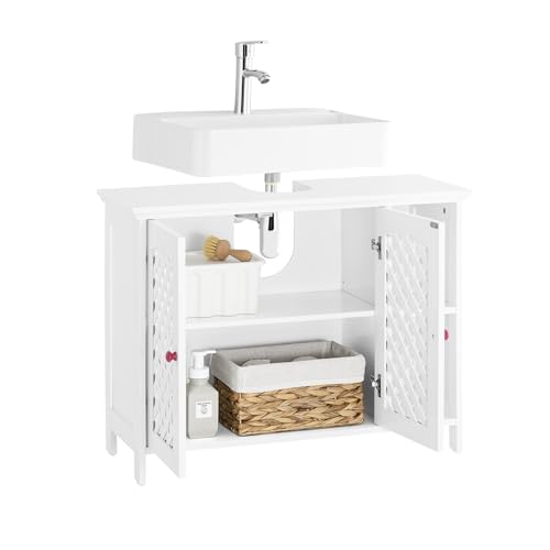 SoBuy Waschbeckenunterschrank Badezimmerschrank mit 2 Türen & Offenem Regal, Verstellbarem Einlegeboden Badmöbel Unterschrank für Waschbecken 80x31,5x60,5cm BZR210-W SoBuy Waschbeckenunterschrank Badezimmerschrank mit 2 Türen & Offenem Regal, Verstellbarem Einlegeboden Badmöbel Unterschrank für Waschbecken 80x31,5x60,5cm BZR210-W von SoBuy