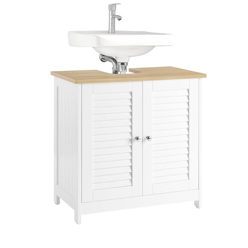 SoBuy Waschbeckenunterschrank, Badschrank mit verstellbaren Regalböden, Badmöbel aus MDF, Unterschrank für Badezimmer, Anti-Schimmel Lamellentür, Weißnatur, 60x59x35cm FRG237-WN SoBuy Waschbeckenunterschrank, Badschrank mit verstellbaren Regalböden, Badmöbel aus MDF, Unterschrank für Badezimmer, Anti-Schimmel Lamellentür, Weißnatur, 60x59x35cm FRG237-WN von SoBuy