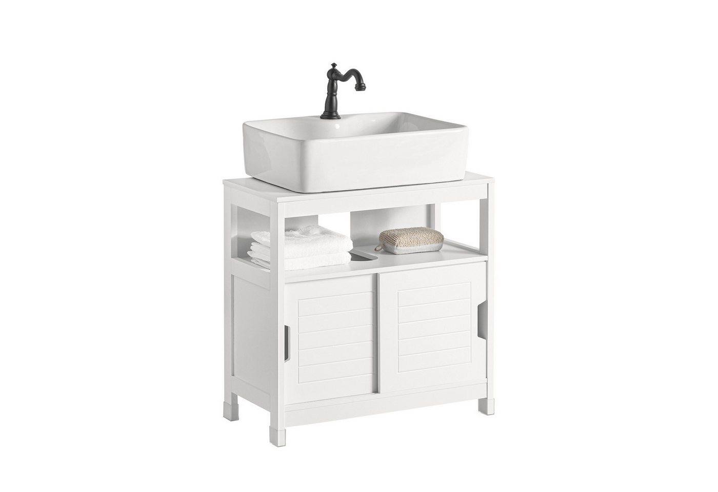 SoBuy Waschbeckenunterschrank FRG128, Badezimmerschrank Waschtischunterschrank Unterschrank Badschrank mit 2 Türen, Waschbecken-Kommode, Badmöbel freistehend von SoBuy