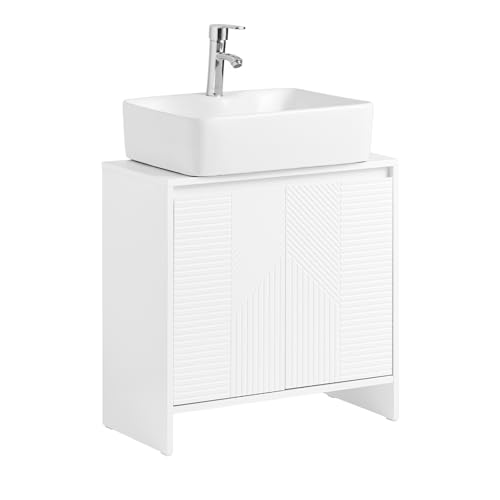 SoBuy Waschbeckenunterschrank Waschtischunterschrank Badschrank Waschtisch Badezimmerschrank Unterschrank Badmöbel Weiß BHT ca. 60x61x30cm BZR157-W von SoBuy