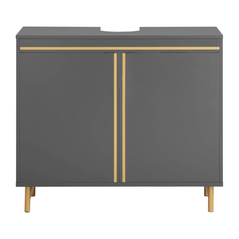 SoBuy Waschbeckenunterschrank aus Metall und Holz Grau 75 cm BZR129-HG von SoBuy