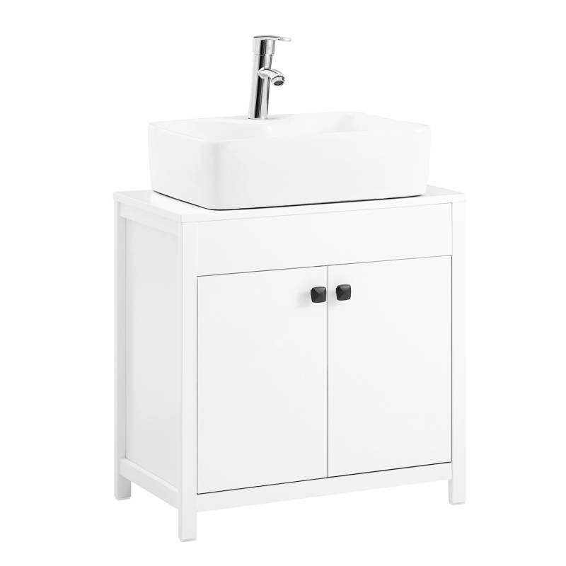 SoBuy Waschbeckenunterschrank mit 2 Türen Badezimmerschrank Weiß BZR98-W von SoBuy