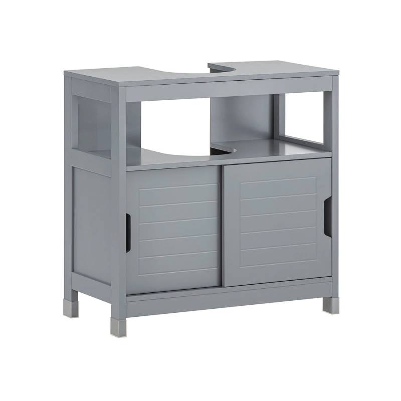 SoBuy Waschbeckenunterschrank mit 2 Türen Holz Stahlgrau 60 cm FRG128-II-SG von SoBuy