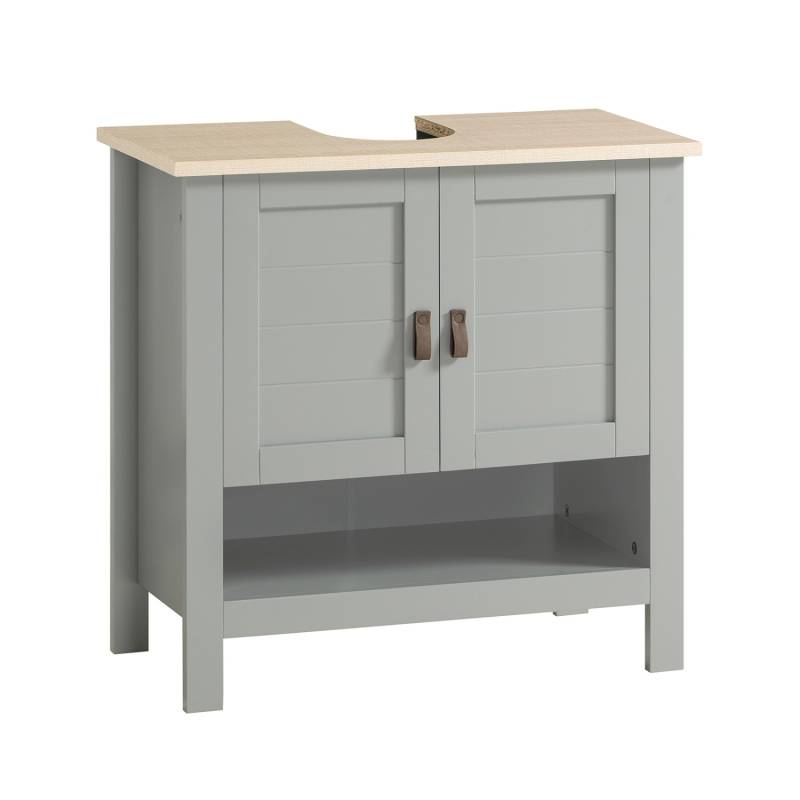 SoBuy Waschbeckenunterschrank mit 2 Türen MDF Hellgrau 60 cm BZR69-HG von SoBuy