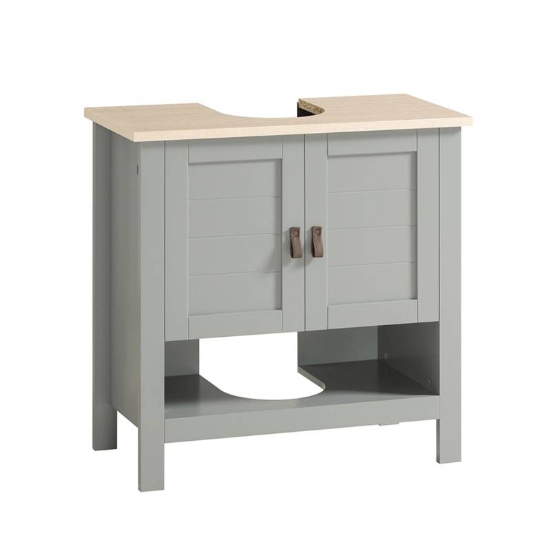 SoBuy Waschbeckenunterschrank mit 2 Türen MDF Hellgrau 60 cm BZR69-II-HG von SoBuy