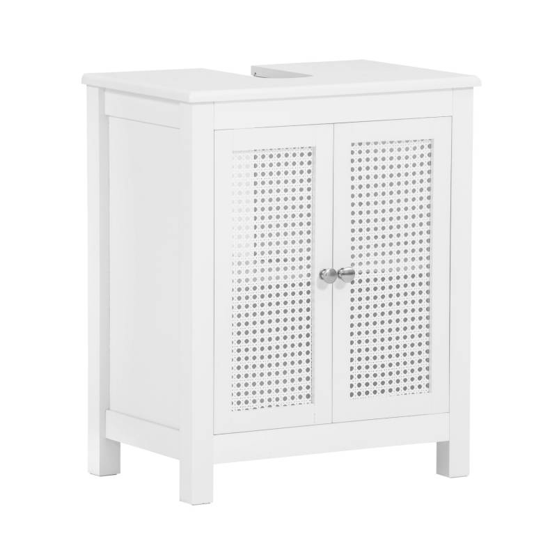 SoBuy Waschbeckenunterschrank Badschrank mit Gitteroptiktüren 50x60x33cm Weiß BZR35-W von SoBuy