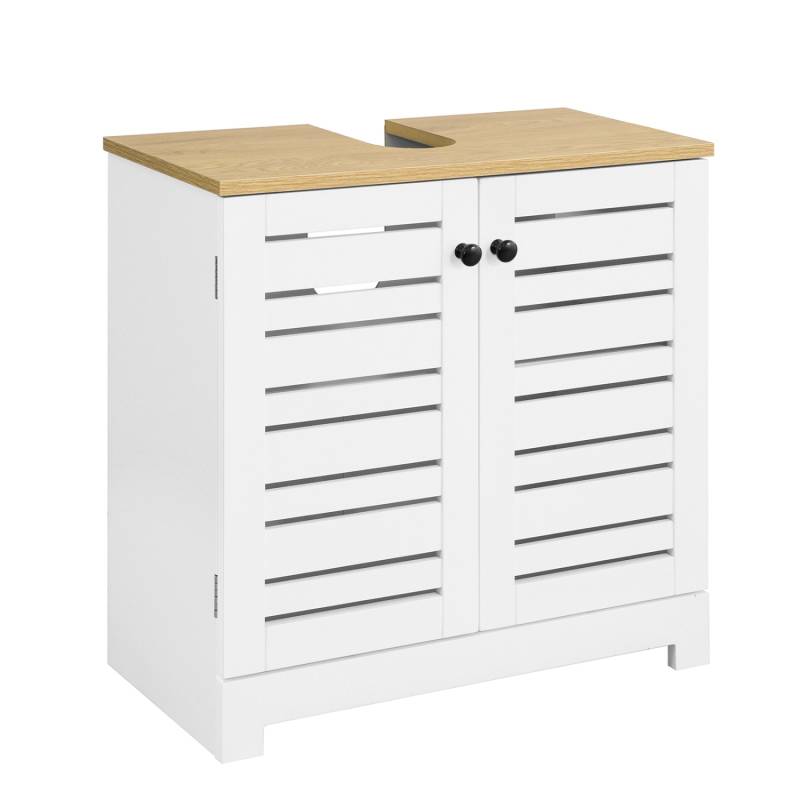 SoBuy Waschbeckenunterschrank mit Lamellentüren MDF Weiß 60 cm BZR40-W von SoBuy