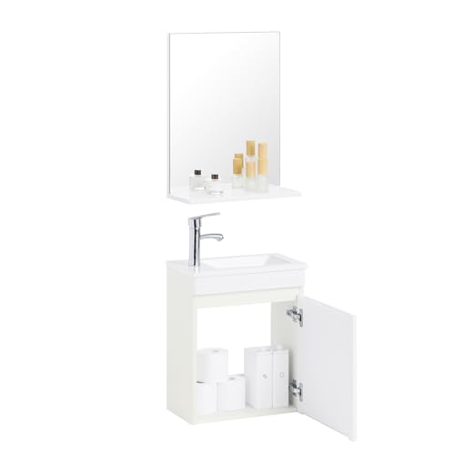 SoBuy Waschbeckenunterschrank schmal Badmöbel Set Wandspiegel Badezimmerschrank Waschtisch Waschbecken mit Unterschrank Badspiegel Weiß BZR170-SET SoBuy Waschbeckenunterschrank schmal Badmöbel Set Wandspiegel Badezimmerschrank Waschtisch Waschbecken mit Unterschrank Badspiegel Weiß BZR170-SET von SoBuy