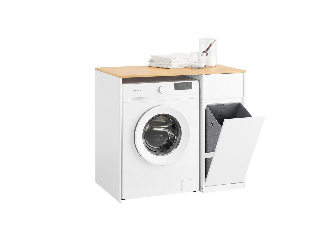 SoBuy Waschmaschinenumbauschrank BZR217, Badezimmerschrank mit Wäschekorb, Waschmaschinenregal Waschmaschinenschrank mit Schublade, Badkommode Waschmaschine Trockner SoBuy Waschmaschinenumbauschrank BZR217, Badezimmerschrank mit Wäschekorb, Waschmaschinenregal Waschmaschinenschrank mit Schublade, Badkommode Waschmaschine Trockner von SoBuy