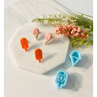 Eistüte Und Eis Am Stil, Ausstechform, Sommer Clay Cutter, 3D Polymer Cutter Set von SoCalCutterCo
