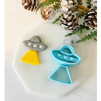 Ufo Set, Raumschiff Ausstechform, Strahl, Raumschiff, Fliegende Untertasse, 3D Ausstechform von SoCalCutterCo