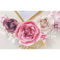 3D Papierblumen Wanddekoration, Rosen Wandkunst, Florales Kinderzimmer Dekor, Rosegold Blumen, Beauty Salon Wandbehang, Baby Shower Dekorationen von SoCuteSoLovely