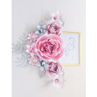 Floral Girl Nursery Wand - Rosa Und Grau Papierblumen Baby-Dusche-Dekor von SoCuteSoLovely