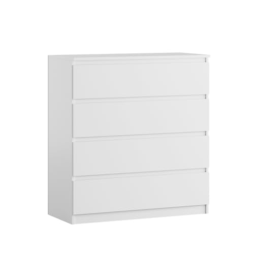SoDREAMER 4-Schubladen-Kommode | Weiß 90 cm Ideal für Schlafzimmer, Wohnzimmer, Kinderzimmer und Büro | Geräumige Kommode | Modernes Design | 90 x 97 x 40 cm von SoDREAMER