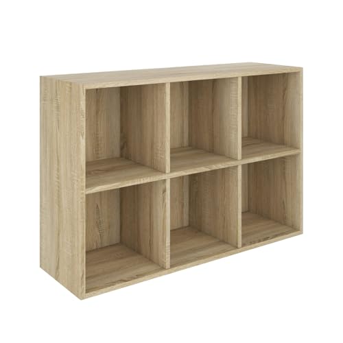 SoDREAMER Bücherregal mit 6 Fächern | Büroregal für Wohnzimmer, Schlafzimmer, Kinderzimmer, Büro | 68x 96,5x30 cm Sonoma Würfelregal Standregal von SoDREAMER