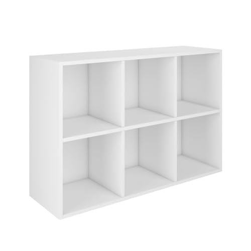 SoDREAMER Bücherregal mit 6 Fächern | Büroregal für Wohnzimmer, Schlafzimmer, Kinderzimmer, Büro | 68x96,5x30 cm weiß Würfelregal Standregal von SoDREAMER