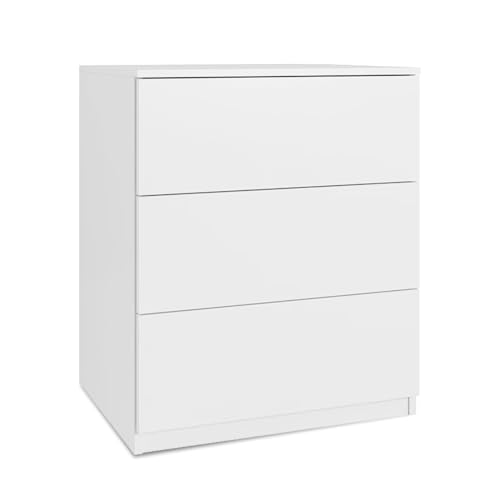 SoDREAMER Kommode 3 Schubladen | Farbe: weiß | 80x60x50 cm | Schrank für Kleidung, Dokumente, kleine Gegenstände | Ideal für Schlafzimmer, Wohnzimmer, Kinderzimmer und Büro | 3 geräumige von SoDREAMER