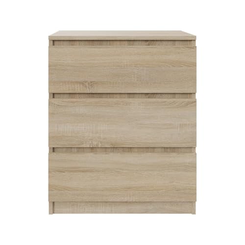 SoDREAMER Kommode mit 3 Schubladen 60 cm | Farbe: Sonoma-Eiche, Ideal für Schlafzimmer, Wohnzimmer, Kinderzimmer und Büro | Geräumige Kommode| Modernes Design | 61x75x40 cm von SoDREAMER