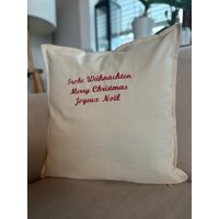 Kissenbezug 50x50/Baumwolle „Frohe Weihnachten" Weihnachtskissen Wohnzimmerdeko Merry Christmas Joyoux Noël von SoEinzignahtig