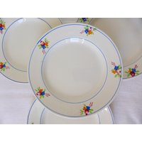 4 Vintage-Dessertteller Aus Der Gien-Fabrik, Schönes Modell, Porzellan von SoFrenchVintageBySo