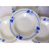 4 Vintage Roselys Suppenteller Modell Vigne Aus Porzellan von SoFrenchVintageBySo
