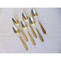 6 Versilberte Vintage-Suppenlöffel Vom Goldschmied Apollo Im Art-Deco-stil von SoFrenchVintageBySo