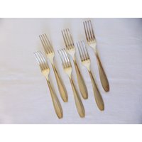 6 Vintage-Gabeln Aus Silbernem Metall Vom Goldschmied Apollo Im Art-Deco-stil von SoFrenchVintageBySo