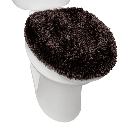 SoHome Spa Step Luxus Plüsch Chenille Shag Maschinenwaschbar Ultra Soft Standard Toilettendeckel Bezug 47 x 49,8 cm Braun von SoHome