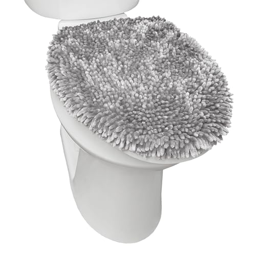 SoHome Spa Step Luxus Plüsch Chenille Shag Maschinenwaschbar Ultra Soft Standard Toilettendeckel Bezug 47 x 49,8 cm Hellgrau von SoHome