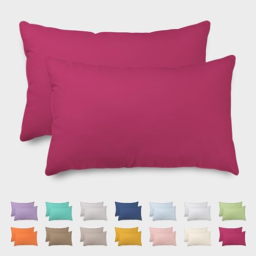 SoNiT home decor Kissenbezüge für Doppelbett, Baumwolle, 2 Stück, 100 % Baumwolle, mit Umschlagverschluss, 50 x 80 cm, hergestellt in Italien, Magenta von SoNiT home decor