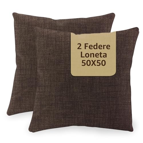 SoNiT home decor | Kissenbezüge für Sofa, 50 x 50 cm, Kissenbezüge für Sofa, Wohnzimmer, Schlafzimmer, 2 Stück, hergestellt in Italien - Braun. von SoNiT home decor