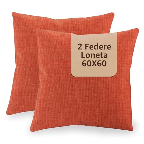 SoNiT home decor | Kissenbezüge für Sofa, 60 x 60 cm, Kissenbezüge für Sofa, Wohnzimmer, Schlafzimmer, 2 Stück, hergestellt in Italien - Orange. von SoNiT home decor