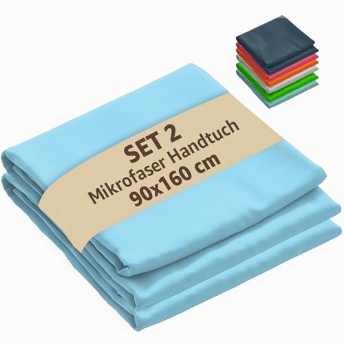 SoNiT home decor - Mikrofasertuch - Strandtuch ultraleicht - schnell trocknend - ideal für Strand, Sport und Reisen - 90 x 160 cm - (2 Stück Hellblau, 90 x 160 cm) von SoNiT home decor
