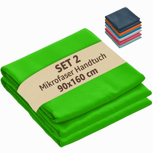 SoNiT home decor - Mikrofasertuch - Strandtuch ultraleicht - schnell trocknend - ideal für Strand, Sport und Reisen - 90 x 160 cm - (2 Stück Limettengrün, 90 x 160 cm) von SoNiT home decor