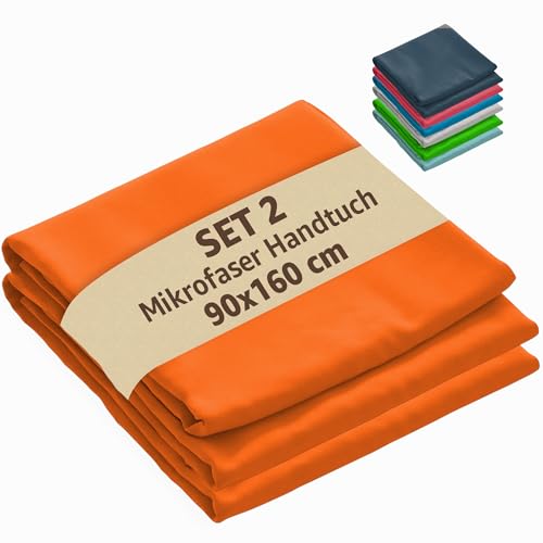 SoNiT home decor - Mikrofasertuch - Strandtuch ultraleicht - schnell trocknend - ideal für Strand, Sport und Reisen - 90 x 160 cm - (2 Stück Orange, 90 x 160 cm) von SoNiT home decor