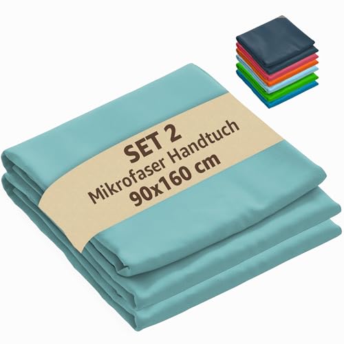SoNiT home decor - Mikrofasertuch - Strandtuch ultraleicht - schnell trocknend - ideal für Strand, Sport und Reisen - 90 x 160 cm - (2 Stück Wassergrün, 90 x 160 cm) von SoNiT home decor