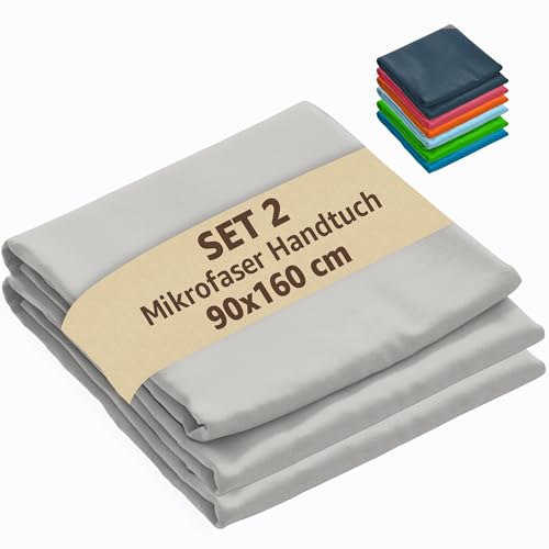 SoNiT home decor - Mikrofasertuch - Strandtuch ultraleicht - schnell trocknend - ideal für Strand, Sport und Reisen - 90 x 160 cm - (2 Stück hellgrau, 90 x 160 cm) von SoNiT home decor