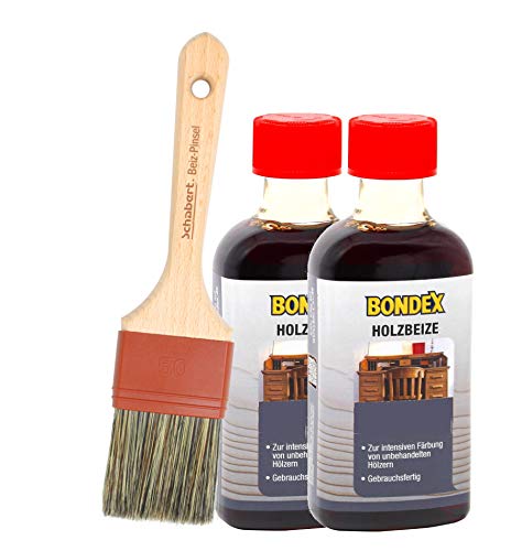 Bondex Holzbeize inkl. Beizpinsel, Wasserbeize in 20 Farbtönen zur Auswahl 2x250ml (buche) von SoPo