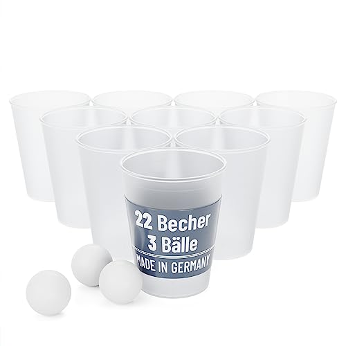 SoPro 22er Set Party Becher Plastik spühlmaschinenfest inkl. 3 Bälle - Made in Germany - Hartplastik Mehrweg Partybecher wiederverwendbar 0,5 Liter - Party Becher Plastik, Plastikbecher, Becher Set von SoPro