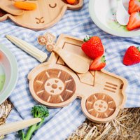 Kinder Bambus Traktor Teller Und Löffel Set, Essen Zeit, Baby Geschenk von SoSewPreciousGifts