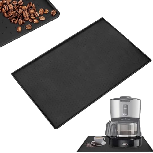 Soaeixa Kaffeemaschine Matte, Unterlage Kaffeemaschine aus Silikon, Abtropfmatte für Geschirr, Silikon Matte Unter Kaffeemaschine, 48x30cm Silikonmatte, Silikonmatte mit Körniger Oberfläche, Schwarz von Soaeixa