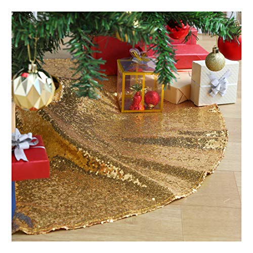 Goldfarbener Weihnachtsbaumrock 91,4 cm kleiner Glitzer-Baumrock Paillettenbaummatten für Weihnachten Neujahr Party 1,2 m Bäume Indoor von SoarDream