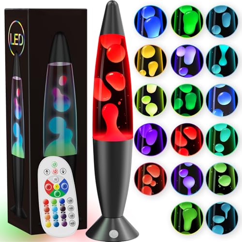 Soarling 13.5" Lavalampe, Art Deco Retro Lampe mit 17 RGB Farben & Fernbedienung, Große Deko-Lampe für Erwachsene & Kinder, Partybeleuchtung mit Flüssigkeitseffekt(Schwarz) von Soarling