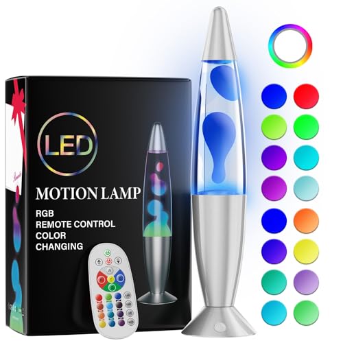 Soarling 16" Lavalampe, Art Deco Retro Lampe mit 17 RGB Farben & Fernbedienung, Große Deko-Lampe für Erwachsene & Kinder, Partybeleuchtung mit Flüssigkeitseffekt(Silber) von Soarling