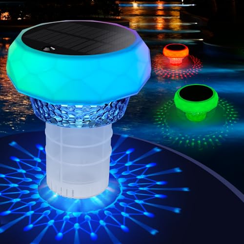 Soarling 2-in-1 Solar-Schwimmer mit Fernbedienung, 7-Farben LED-Stimmungslicht & Chlorverteiler für Pools, Whirlpools & Gartenteiche, IP68 Wasserdicht von Soarling